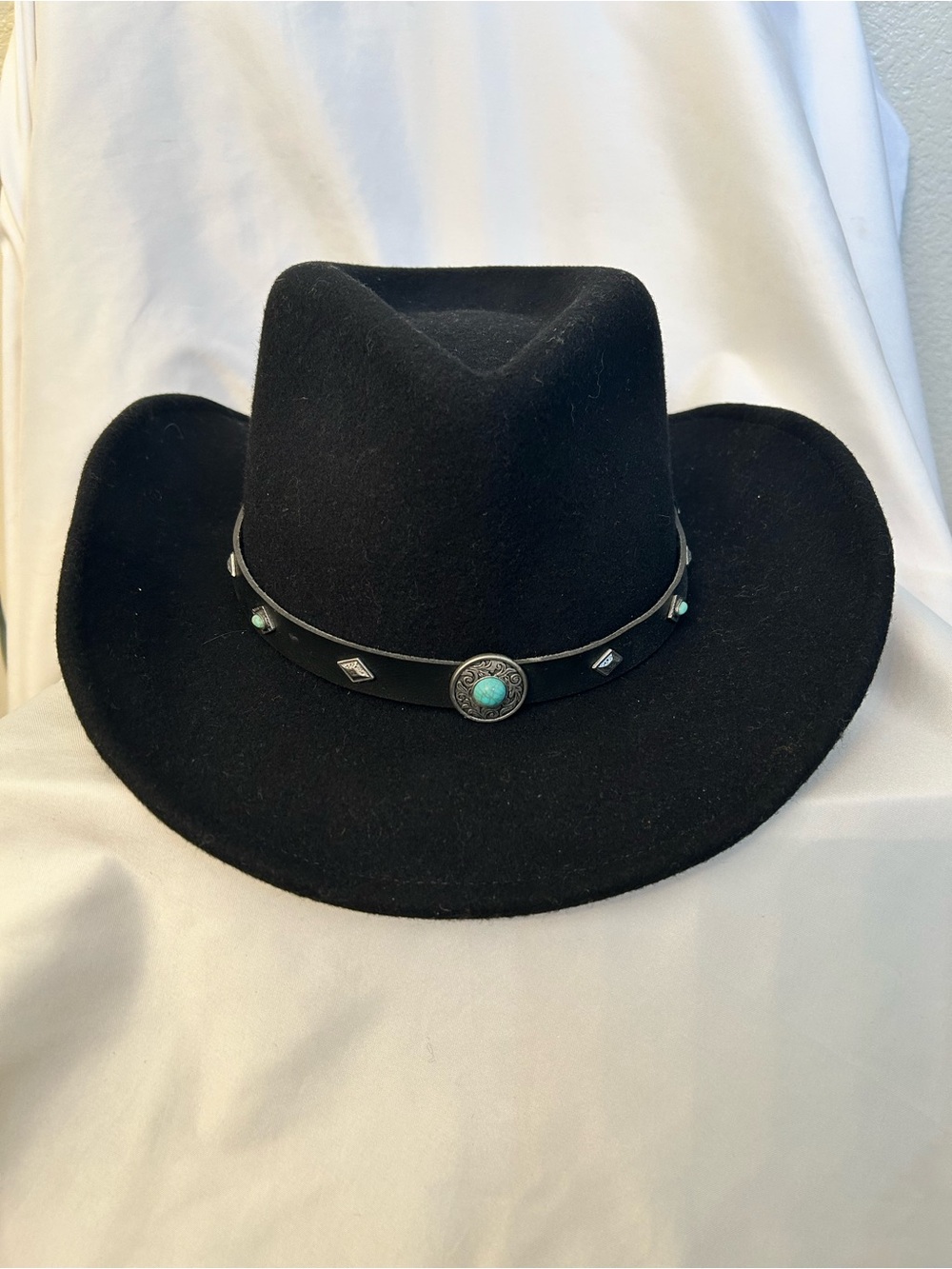 Women’s Cody James Santa Ana Black Western Cowboy Hat w/ Turquoise Concho Band